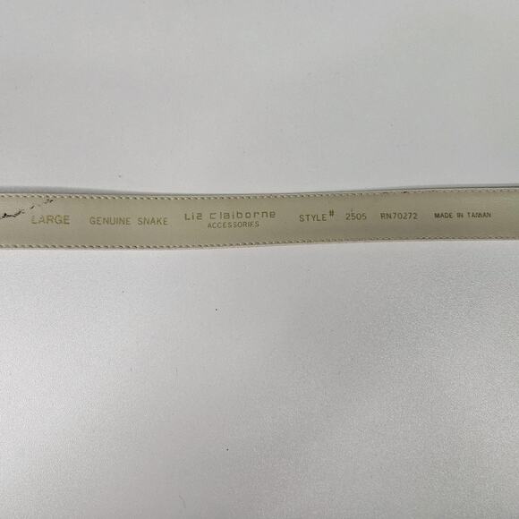 Liz Claiborne Beige Genuine Snake Skin Belt Large Gold Hardware Vintage 90's - Picture 6 of 6